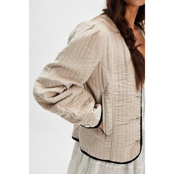 Free People Natalia Velvet Jacket Top Quilted Oversized Buttondown XL NWD 278911